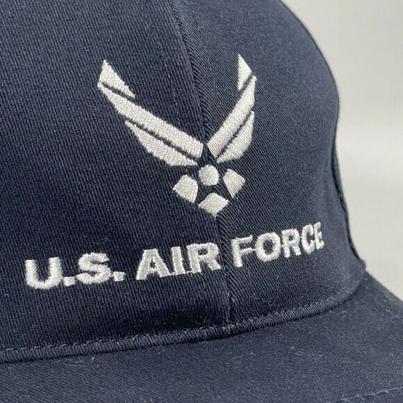 US AIR FORCE Baseball Cap OSFA Dark Navy Embroidered Fitted Hat made in USA - Picture 2 of 7